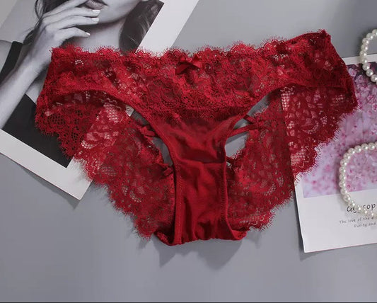 Sexy low waisted satin mesh breathable lace triangle underwear Sexy low waisted satin mesh breathable lace triangle underwear