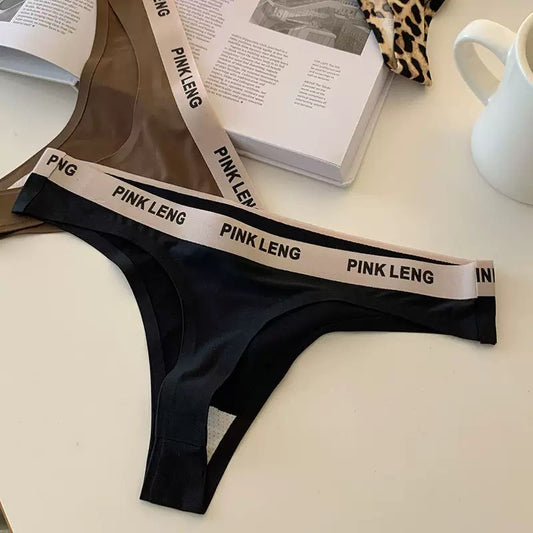 Sexy Thongs Low Waist Ice Silk Seamless Underwear for Women Sports Traceless Breathable Cotton Crotch Panties