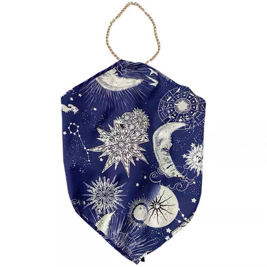 Sun And Moon Print Chain Halter Top