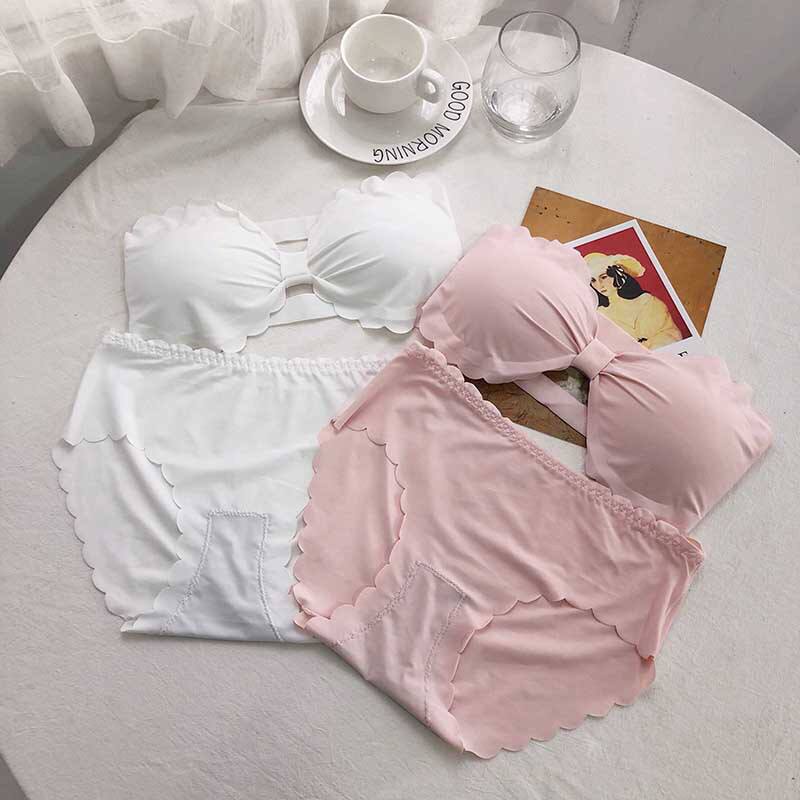 Korean Strapless Bra Sexy Non-Slip Push-Up Invisible Bra Underwear Suits