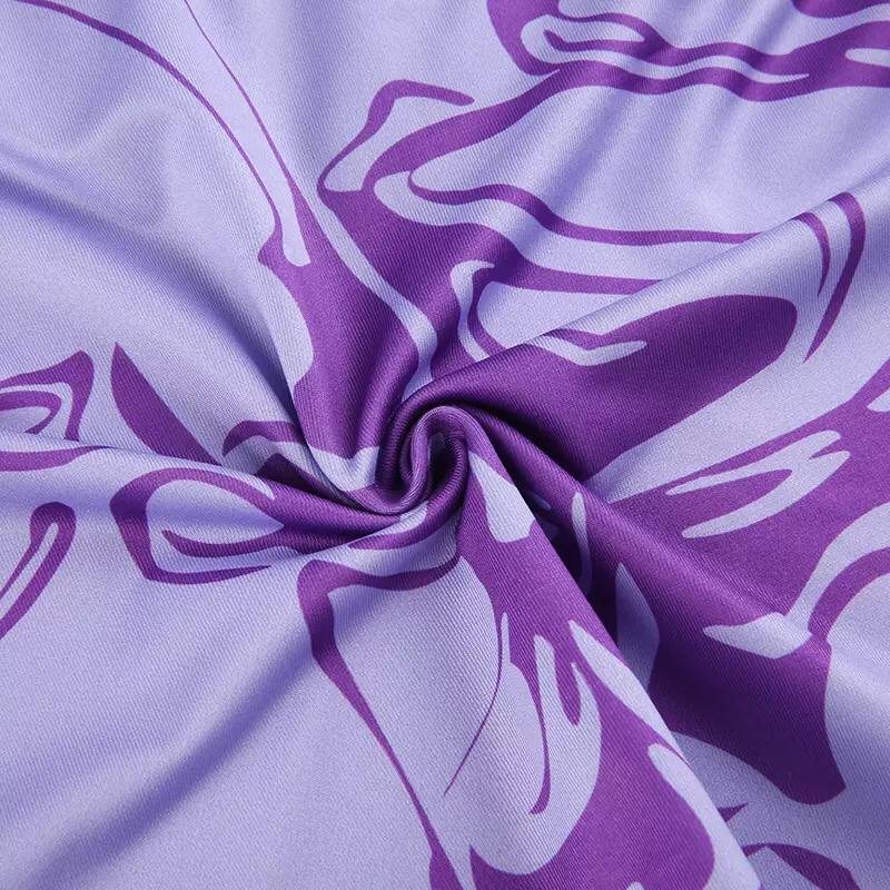 2022 Women’s Sexy Corrugated Printed Irregular Hollow-Out Halter Spaghetti Straps Drawstring Skirt Street Hot Girl Suit