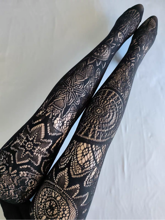 Women's Fishnet Floral Stockings High Waisted Pantyhose Stockings Patterned Tights Leggings