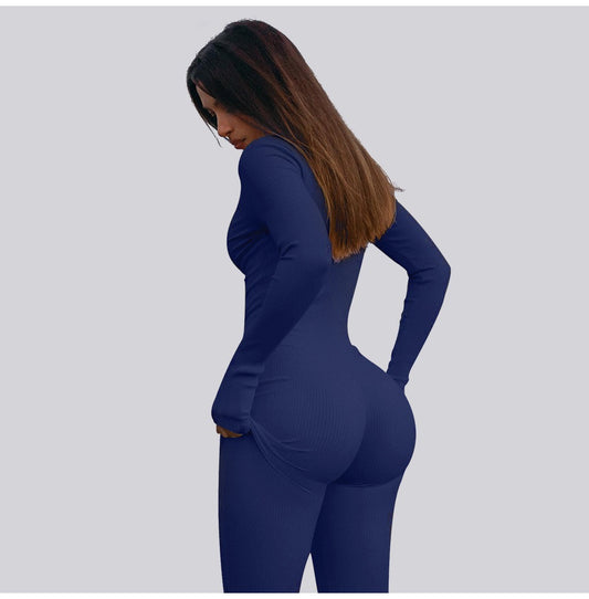 Sports Jumpsuits Women's Tracksuit One-Piece Fitness Suit  Gym Sets Long Sleeves  Exercise Bodysuit Woman