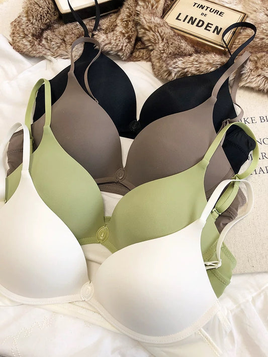 U-shaped Front Buckle Sexy Women's Bra Thin Breathable Small Chest Gathering Bras Comfortable Seamless Underwear Everyday Bra