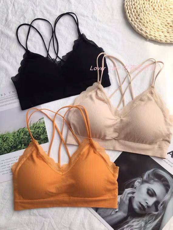 New Sexy Lace Cross Beauty Back Warp Chest Tube Top Girl Suspenders Thread Seamless Women's Sports Underwear