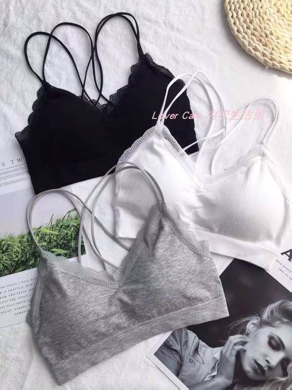 New Sexy Lace Cross Beauty Back Warp Chest Tube Top Girl Suspenders Thread Seamless Women's Sports Underwear