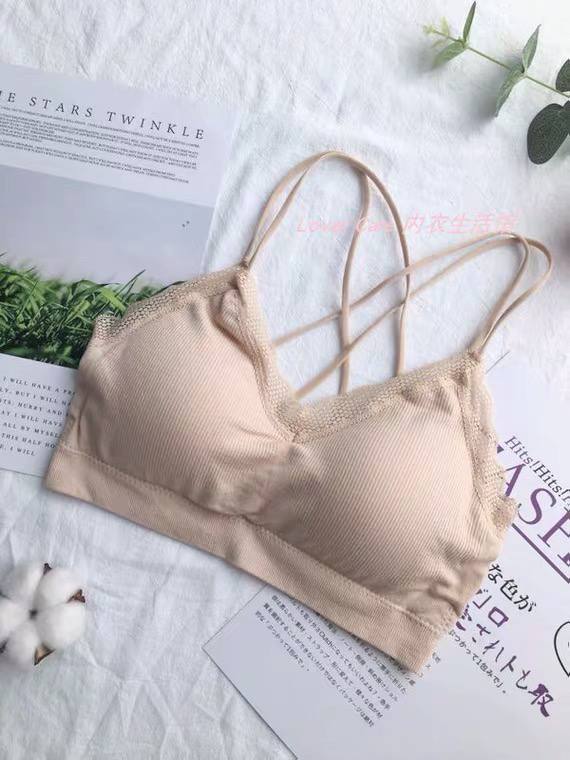 New Sexy Lace Cross Beauty Back Warp Chest Tube Top Girl Suspenders Thread Seamless Women's Sports Underwear