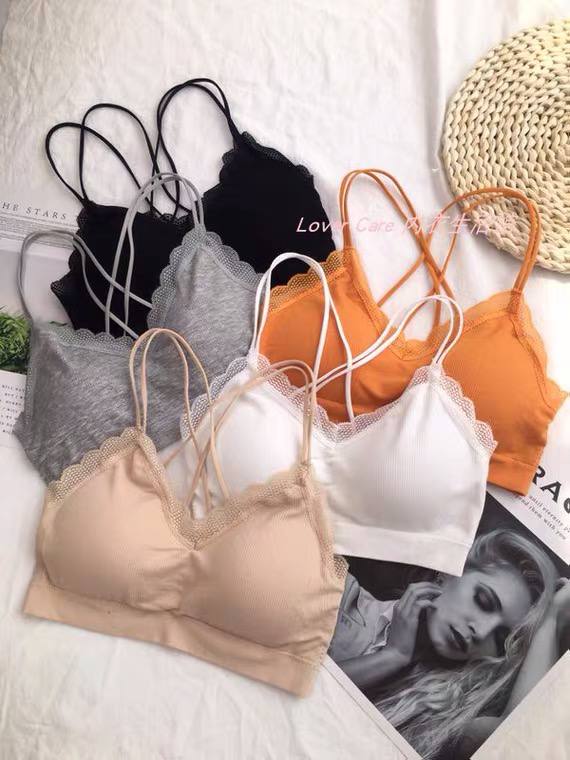 New Sexy Lace Cross Beauty Back Warp Chest Tube Top Girl Suspenders Thread Seamless Women's Sports Underwear