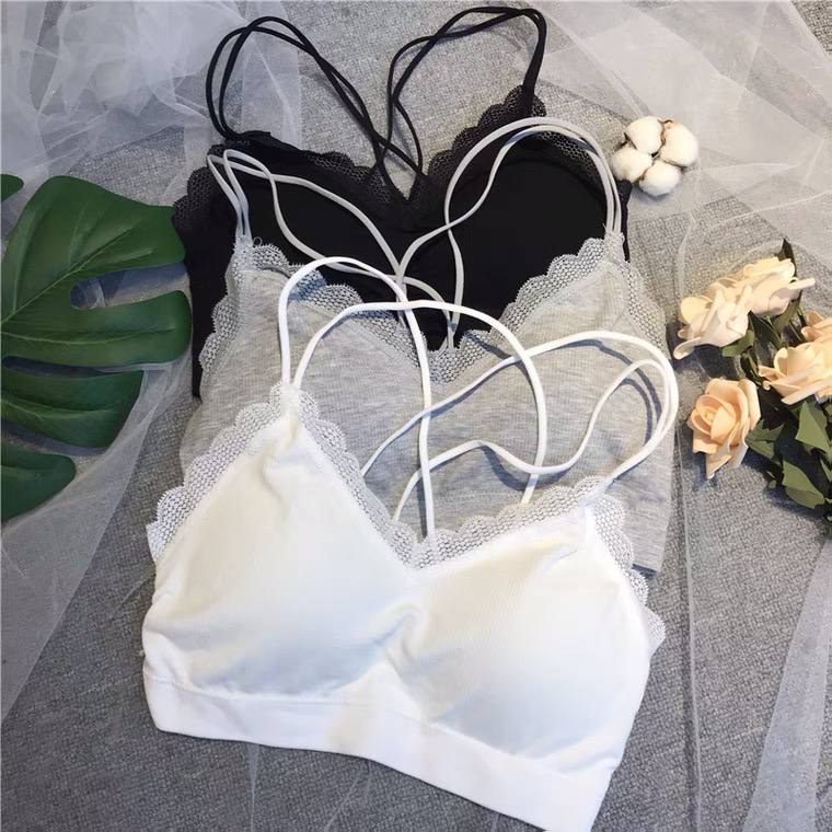 New Sexy Lace Cross Beauty Back Warp Chest Tube Top Girl Suspenders Thread Seamless Women's Sports Underwear