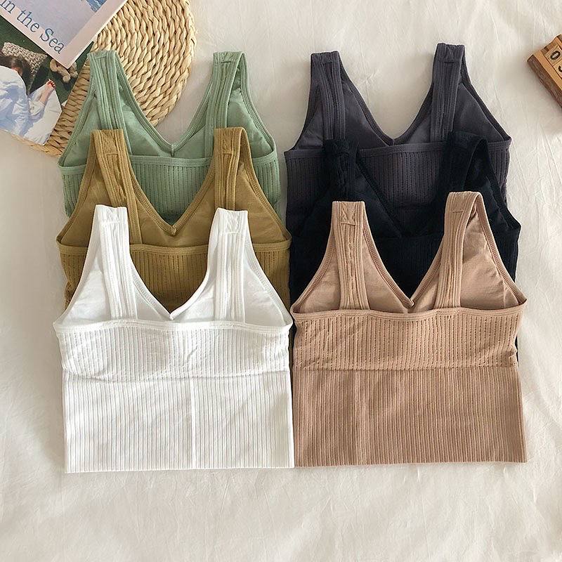 Short Outerwear Women's Sports Vest Summer 2022  New Bottoming Top Belt Chest Pad Tube Top Sling