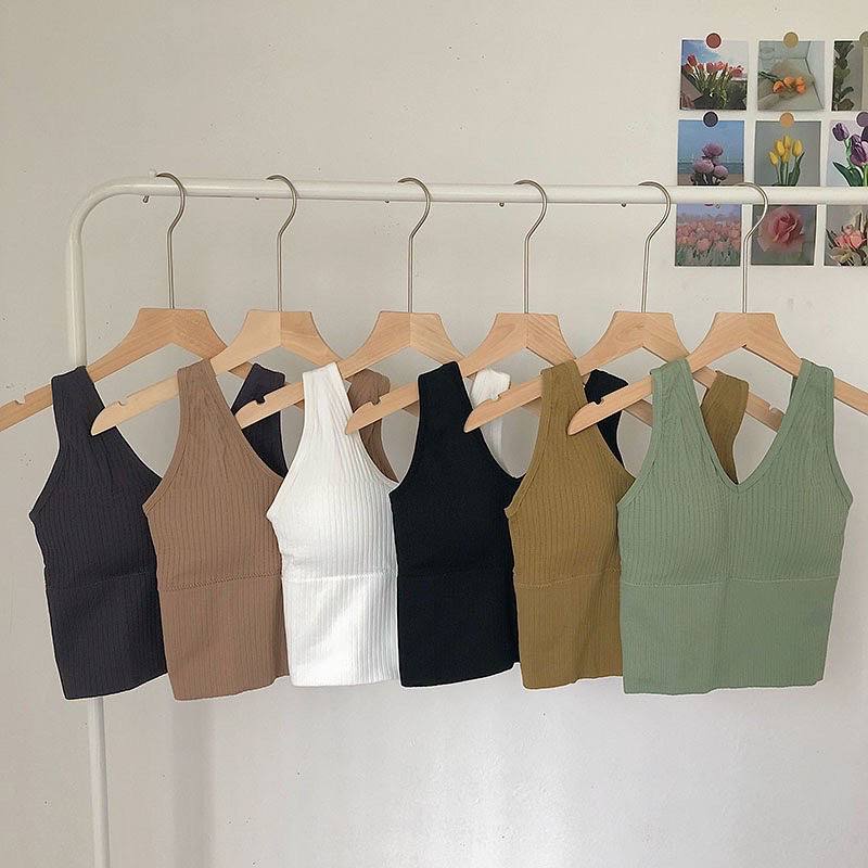 Short Outerwear Women's Sports Vest Summer 2022  New Bottoming Top Belt Chest Pad Tube Top Sling