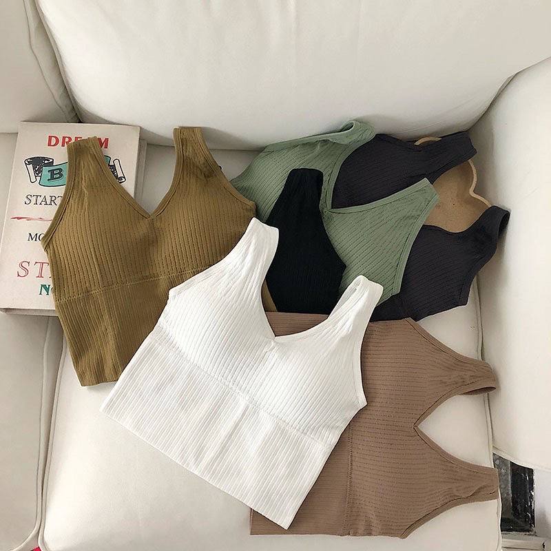 Short Outerwear Women's Sports Vest Summer 2022  New Bottoming Top Belt Chest Pad Tube Top Sling