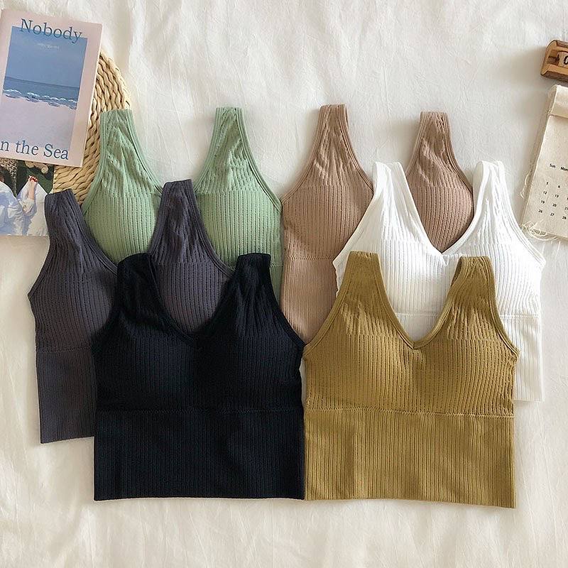 Short Outerwear Women's Sports Vest Summer 2022  New Bottoming Top Belt Chest Pad Tube Top Sling