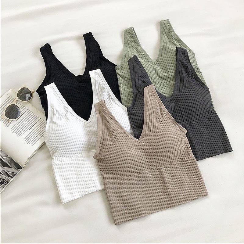 Short Outerwear Women's Sports Vest Summer 2022  New Bottoming Top Belt Chest Pad Tube Top Sling