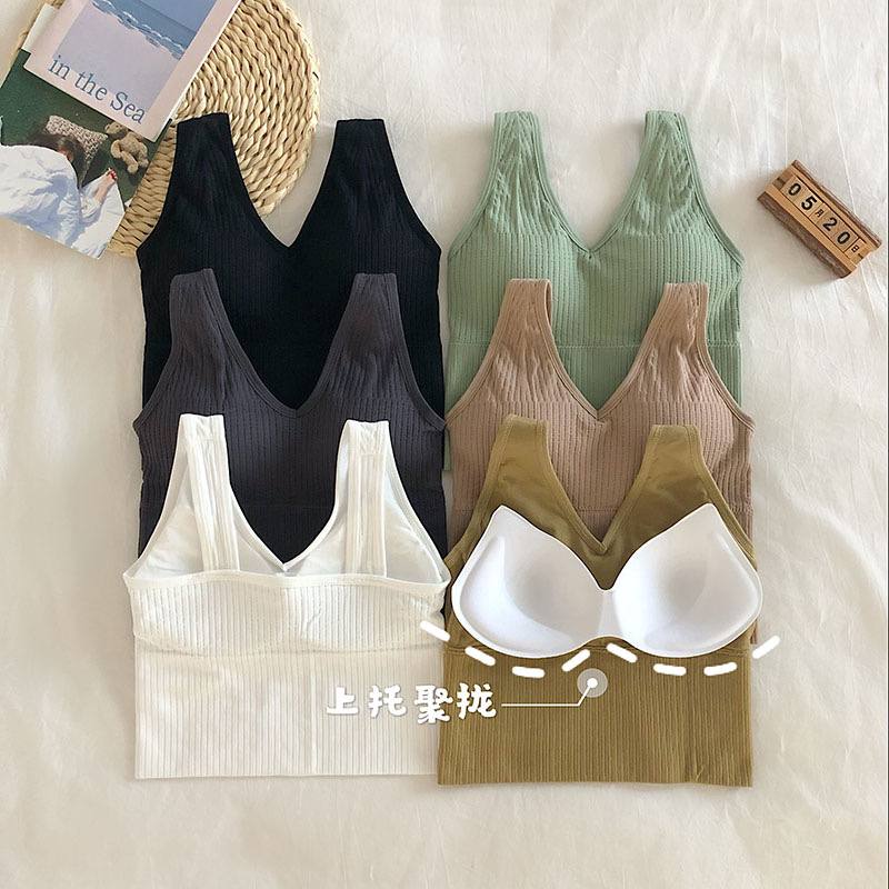 Short Outerwear Women's Sports Vest Summer 2022  New Bottoming Top Belt Chest Pad Tube Top Sling
