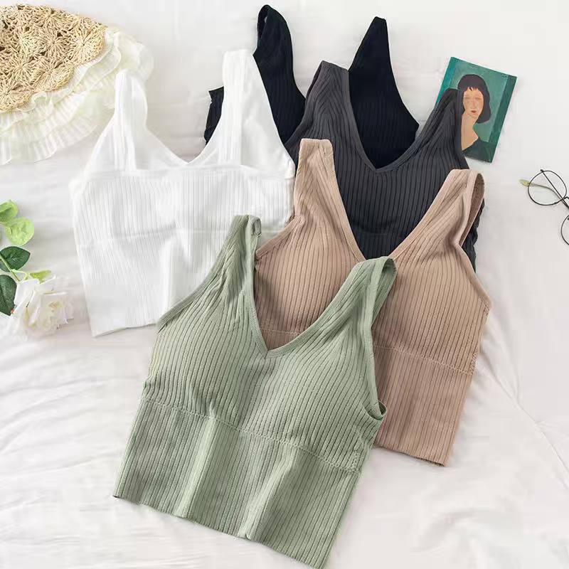 Short Outerwear Women's Sports Vest Summer 2022  New Bottoming Top Belt Chest Pad Tube Top Sling