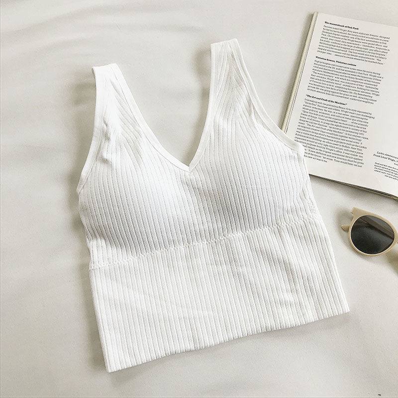 Short Outerwear Women's Sports Vest Summer 2022  New Bottoming Top Belt Chest Pad Tube Top Sling