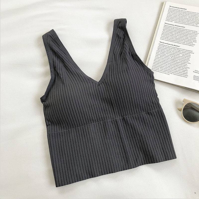 Short Outerwear Women's Sports Vest Summer 2022  New Bottoming Top Belt Chest Pad Tube Top Sling