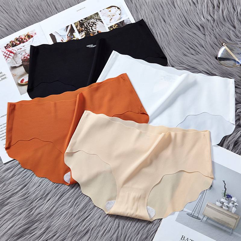 Seamless Underwear Ice Silk Girl Sexy Mid-waist Summer Women Panties