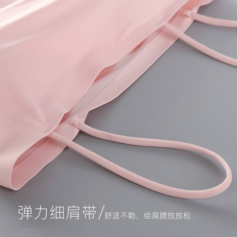 Summer Simple Sling Warp Chest Crop Top Bralette Cute Padded No Wire Bra Breathable Soft Tube Top Bra