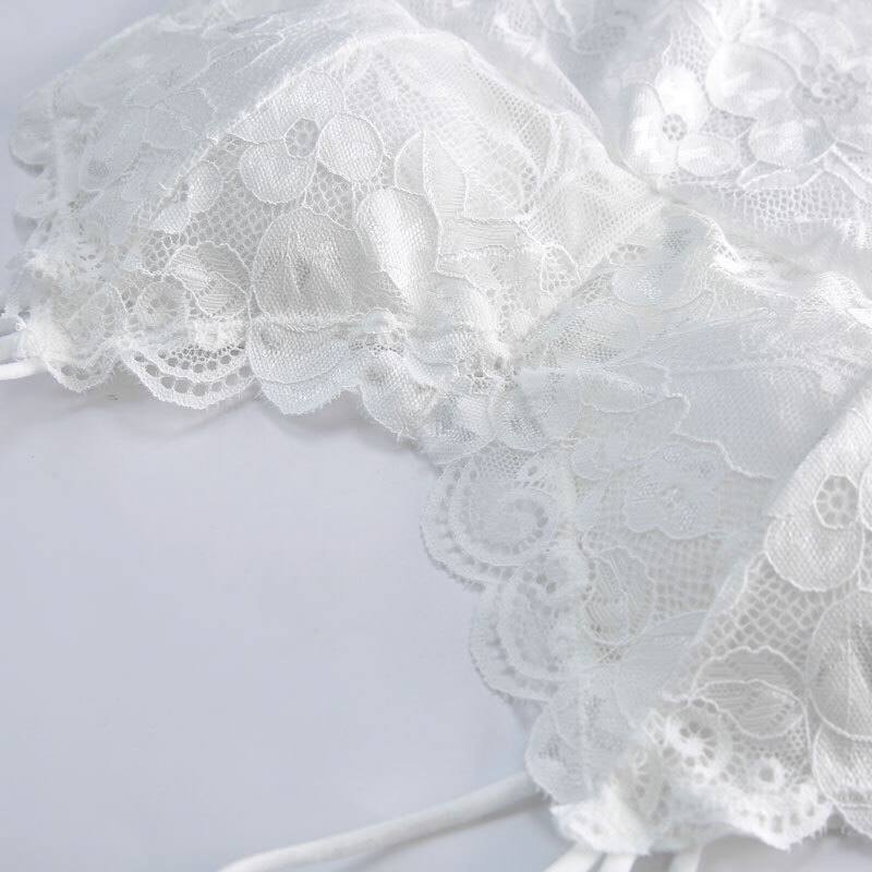 High Quality Thin Straps Padded Bra Thin Cup Wireless Chest Wrapped Girl Bra Transparent Lace Tube Top