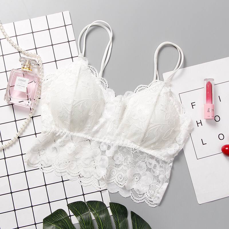 High Quality Thin Straps Padded Bra Thin Cup Wireless Chest Wrapped Girl Bra Transparent Lace Tube Top