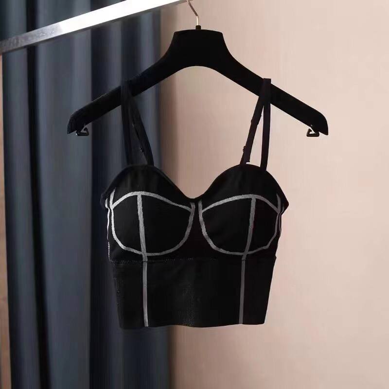 New Crop Top Shiny Slim Corset Top Chest Plate Strap Tube Top Fashion Women's Camisole