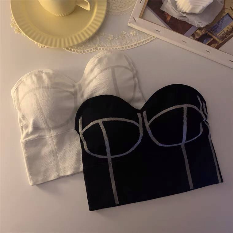 New Crop Top Shiny Slim Corset Top Chest Plate Strap Tube Top Fashion Women's Camisole