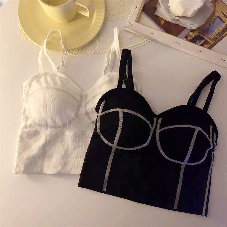 New Crop Top Shiny Slim Corset Top Chest Plate Strap Tube Top Fashion Women's Camisole