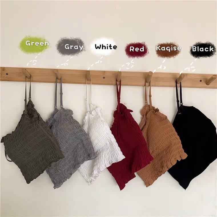 2021 Summer Solid Color Elastic Tube Top Vest Suspenders Adjustable Two-Wear Pleated Top Women's Slim Sexy