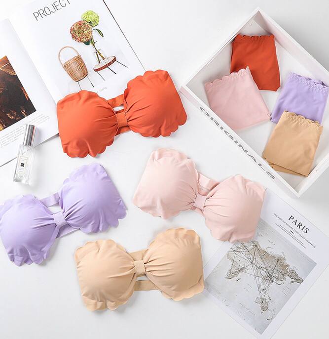 Korean Strapless Bra Sexy Non-Slip Push-Up Invisible Bra Underwear Suits