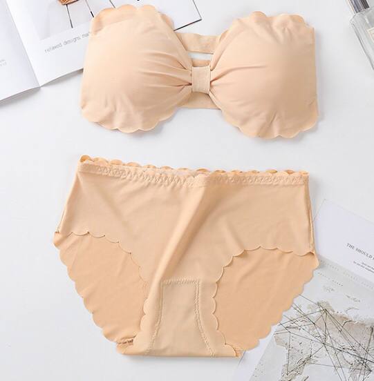 Korean Strapless Bra Sexy Non-Slip Push-Up Invisible Bra Underwear Suits