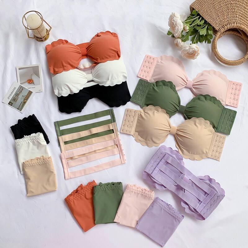 Korean Strapless Bra Sexy Non-Slip Push-Up Invisible Bra Underwear Suits