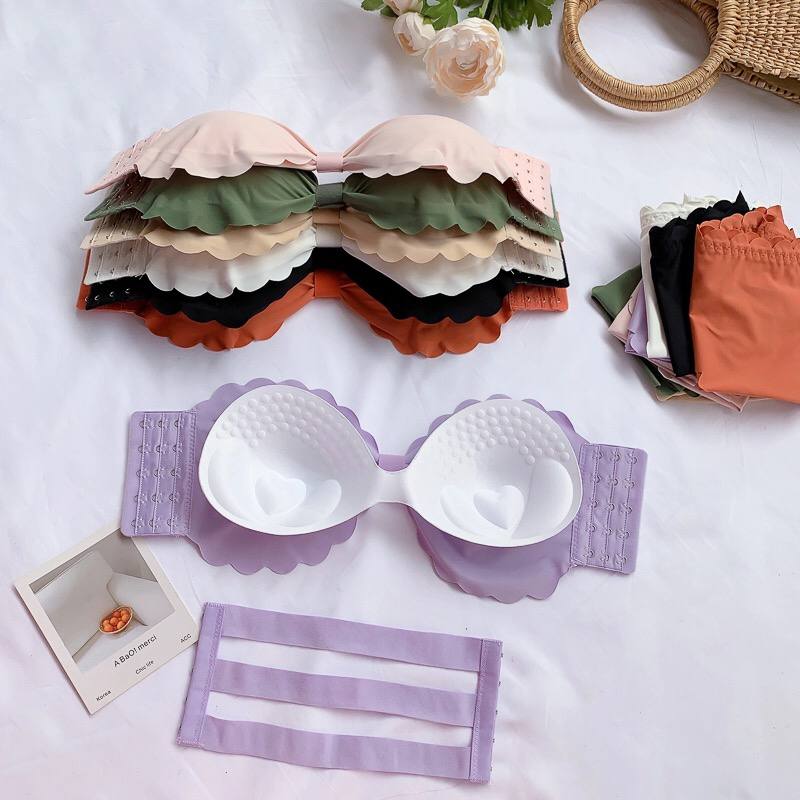 Korean Strapless Bra Sexy Non-Slip Push-Up Invisible Bra Underwear Suits
