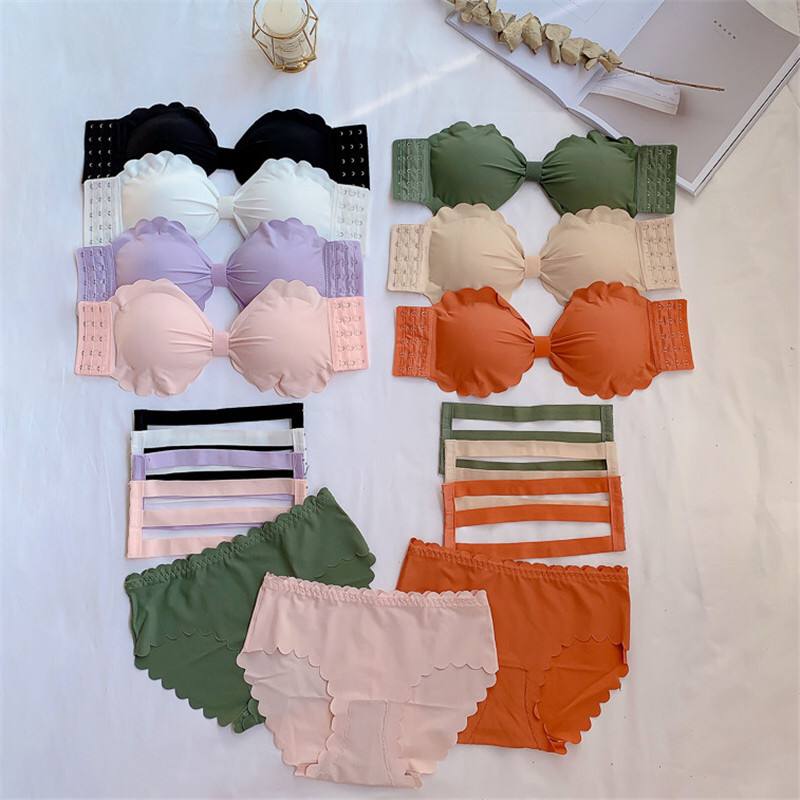 Korean Strapless Bra Sexy Non-Slip Push-Up Invisible Bra Underwear Suits