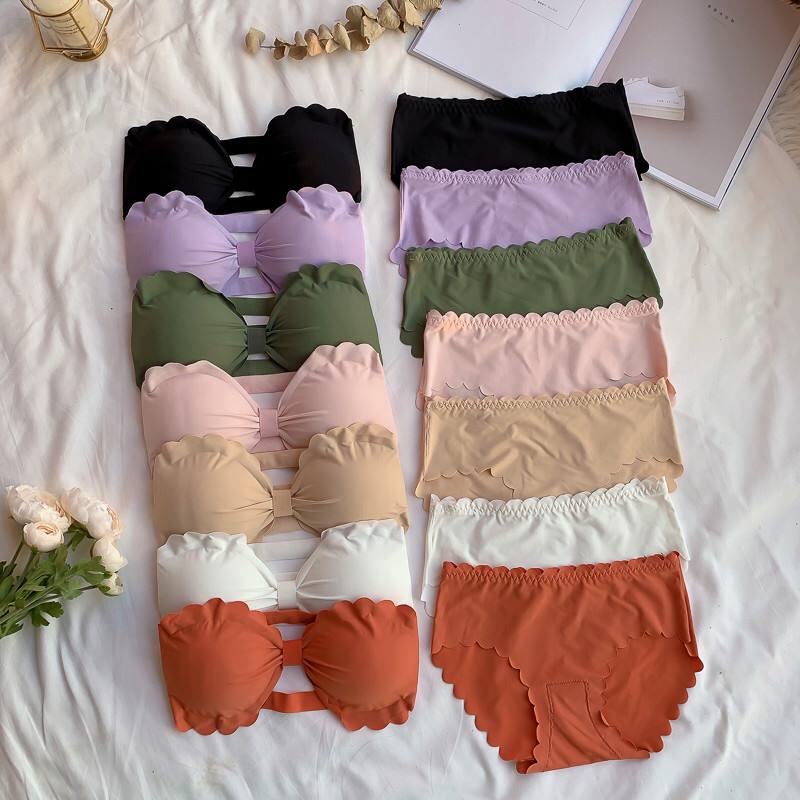 Korean Strapless Bra Sexy Non-Slip Push-Up Invisible Bra Underwear Suits