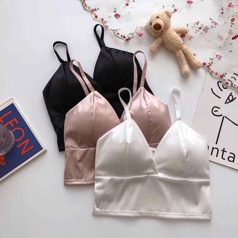 Tube Top Beautiful Back Triangle Cup Bra Bottom Warp Chest Strap, Chest Pad With V-neck