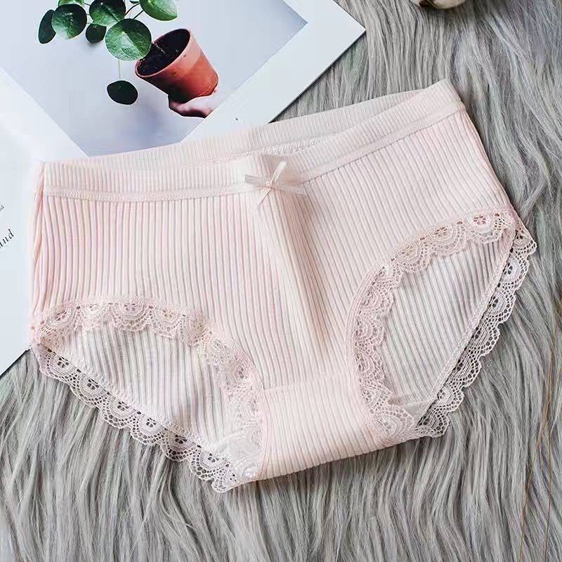 Lace Edge Panties Women's Cotton Crotch Antibacterial, breathable And Mid-Waist Girls Triangle shorts
