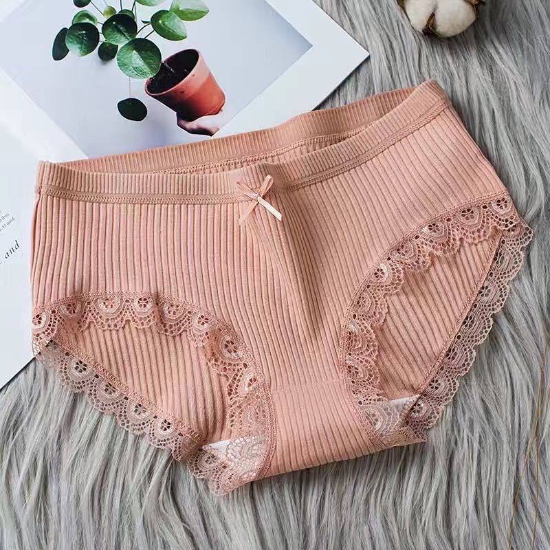 Lace Edge Panties Women's Cotton Crotch Antibacterial, breathable And Mid-Waist Girls Triangle shorts