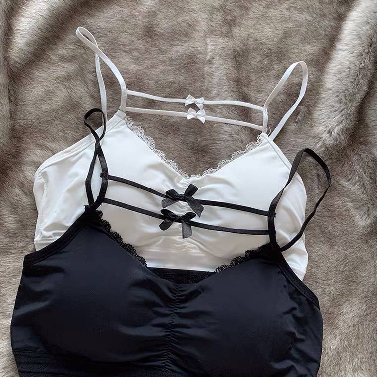Bow-Knot Suspender Underwear Pure Desire Wind Lace Inner Jacker Female Summer Outerwear Sexy Beautiful Back Tube Top