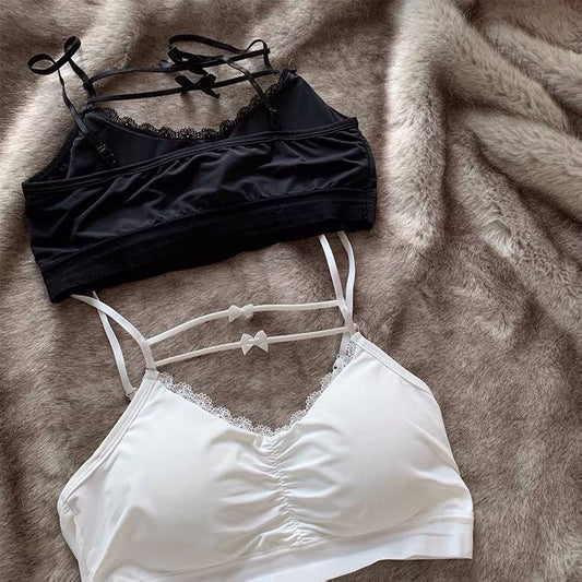 Bow-Knot Suspender Underwear Pure Desire Wind Lace Inner Jacker Female Summer Outerwear Sexy Beautiful Back Tube Top