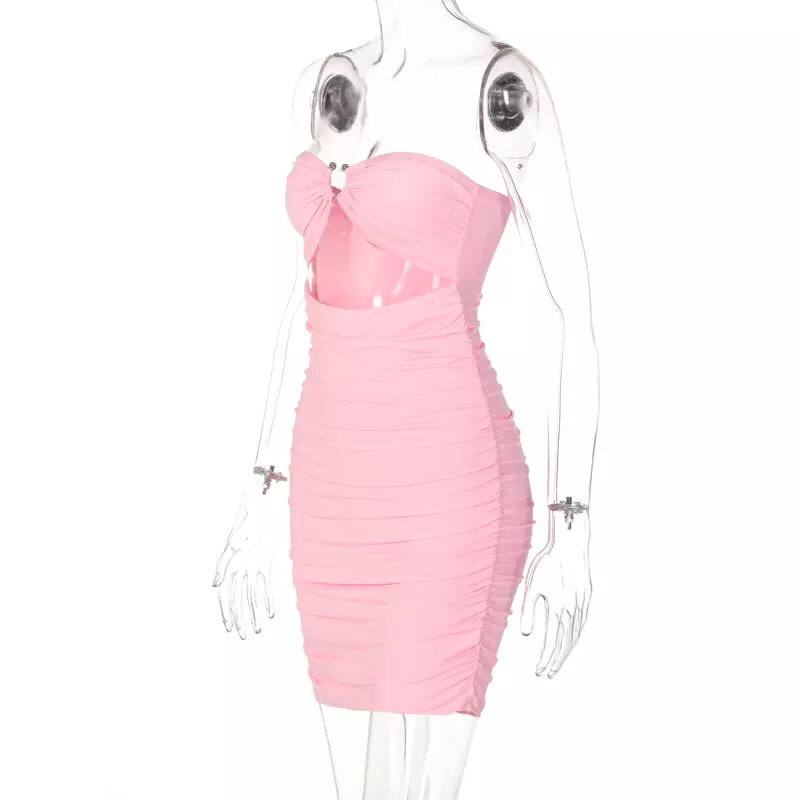 Sexy Backless Elegant Strapless Mini Dress Outfits For Women Sleeveless Summer Club Party Dresses Cut-out