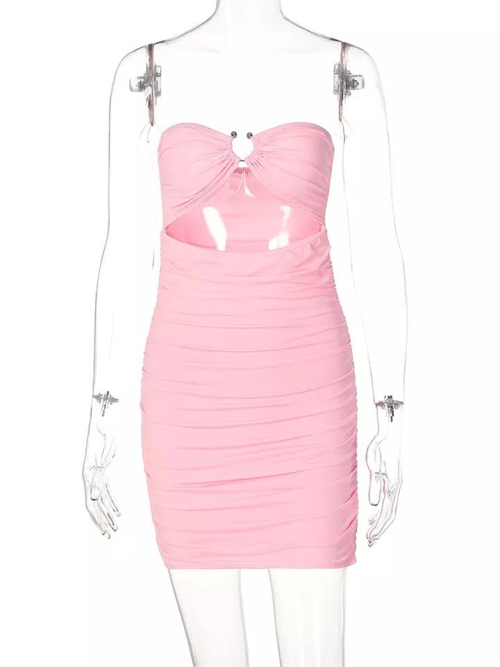 Sexy Backless Elegant Strapless Mini Dress Outfits For Women Sleeveless Summer Club Party Dresses Cut-out