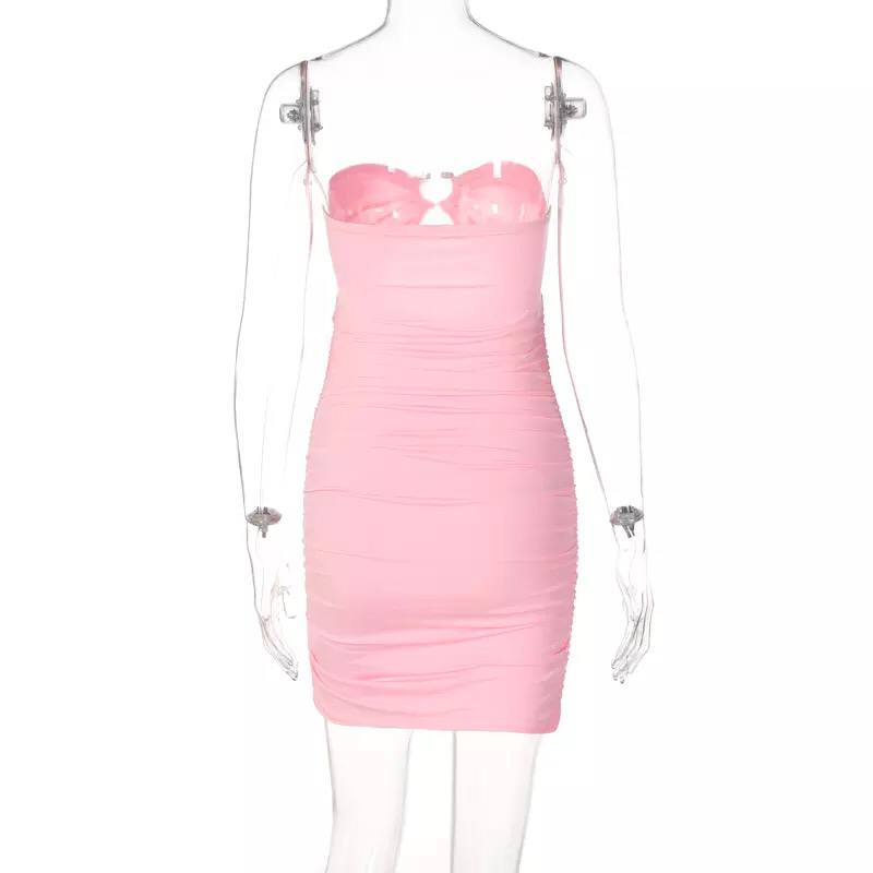 Sexy Backless Elegant Strapless Mini Dress Outfits For Women Sleeveless Summer Club Party Dresses Cut-out