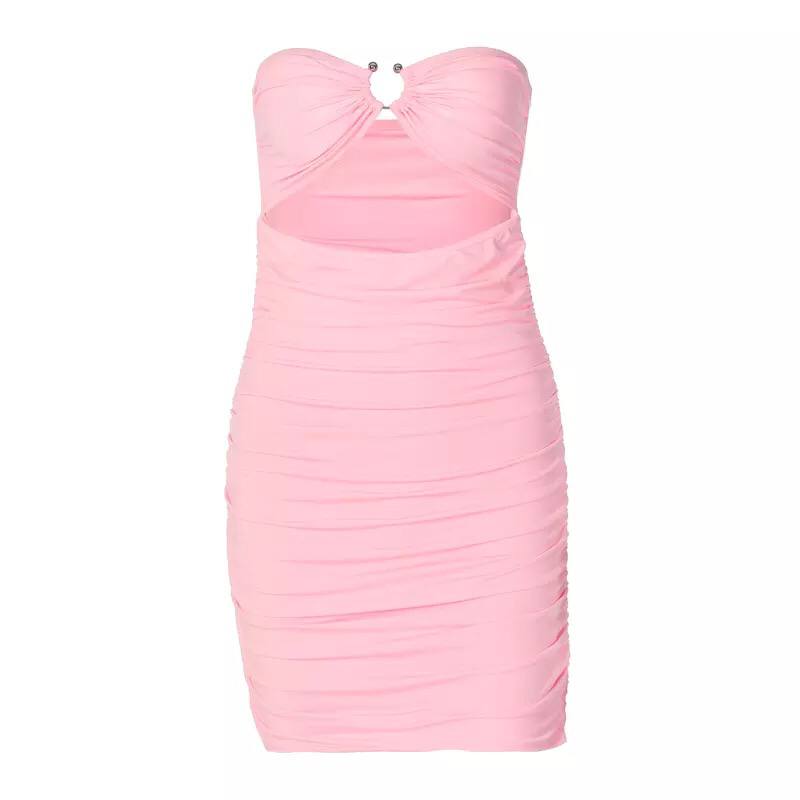 Sexy Backless Elegant Strapless Mini Dress Outfits For Women Sleeveless Summer Club Party Dresses Cut-out