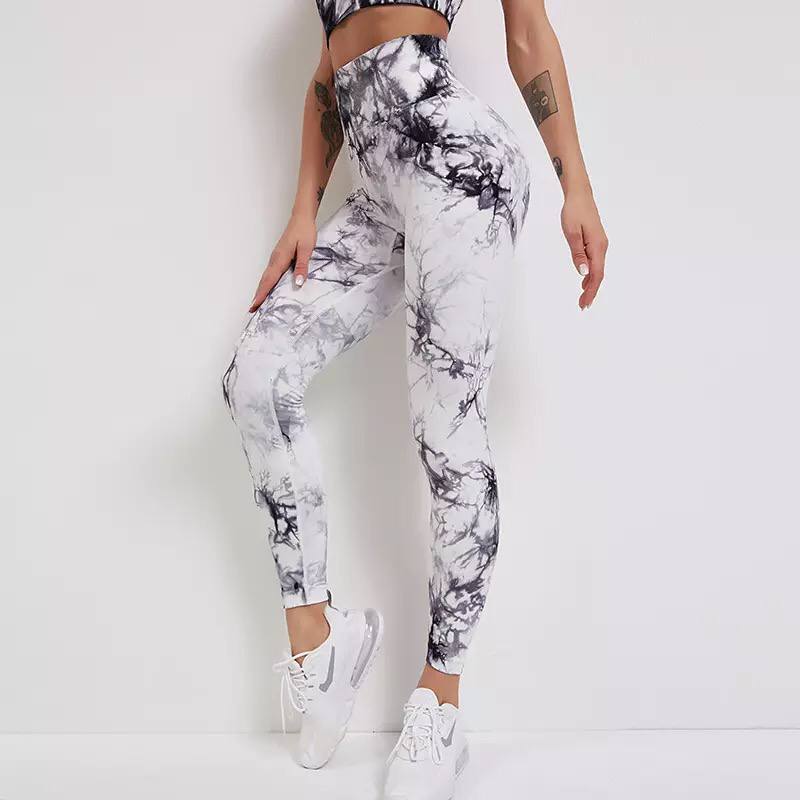 Women Sportswear Seamless GYM Sets 2022 New Tie Dying High Waist Legging Elastic Sports Bra 2 Pieces Tracksuits