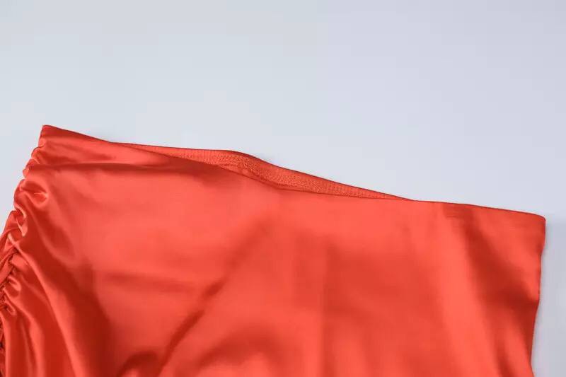 Sexy Slim Sleeveless Double Satin Layer Crop Tops And Skirts Women’s Casual Two Pieces Set