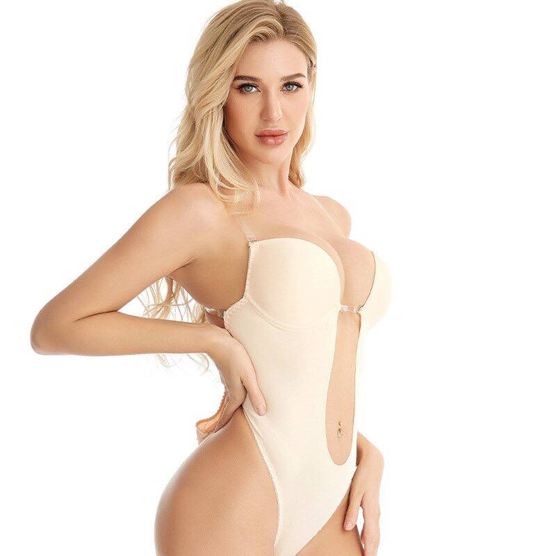 Sexy Full Body-Shaper Bra Women Deep V Convertible Bra Thongs Shape-Wear Backless Invisible Push Up Underwear Slimming Bodysuit