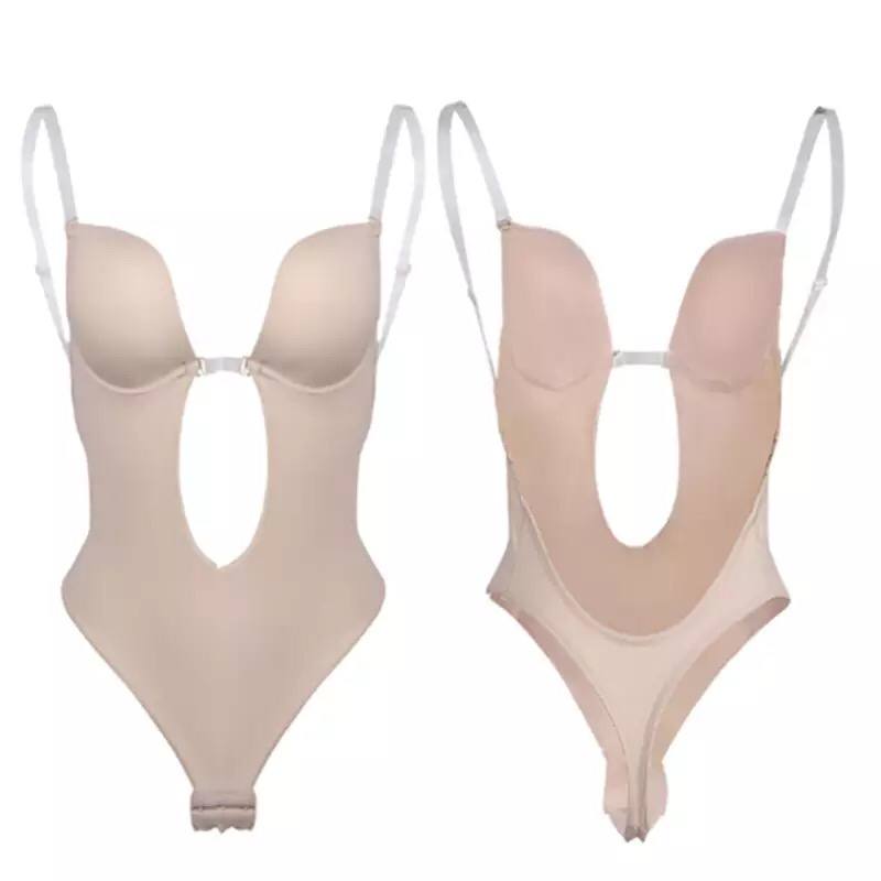 Sexy Full Body-Shaper Bra Women Deep V Convertible Bra Thongs Shape-Wear Backless Invisible Push Up Underwear Slimming Bodysuit