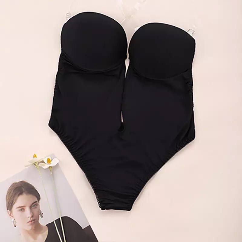 Sexy Full Body-Shaper Bra Women Deep V Convertible Bra Thongs Shape-Wear Backless Invisible Push Up Underwear Slimming Bodysuit